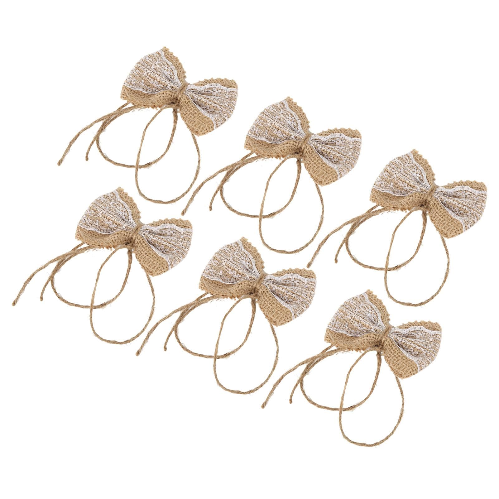 6pcs Burlap Bow Country Style Burlap Lace Bow DIY Christmas Party Wedding Home Gift Wrapping