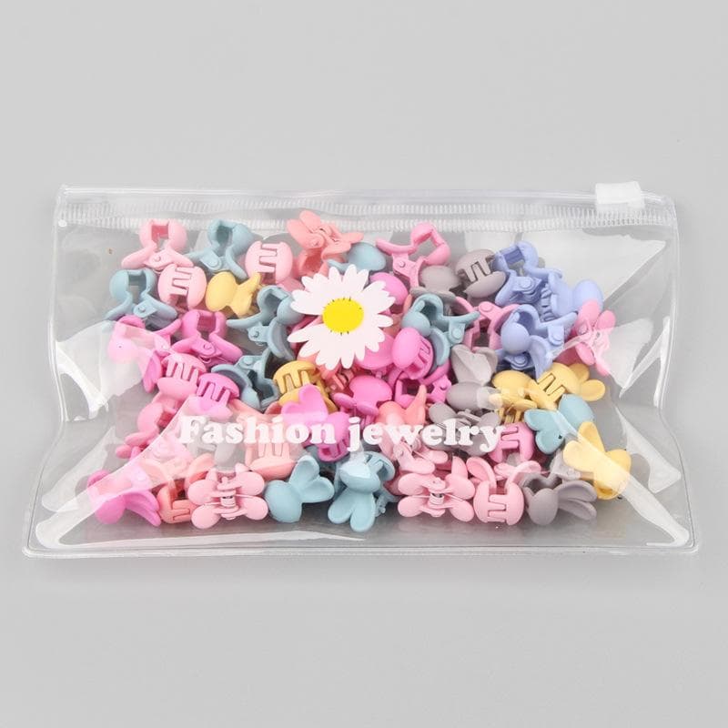 30Pcs/Bag Mini Cute Hair Claws For Girls Baby Colorful Hairpin Cartoon Flower Crown Star Hair Clips Children Hair Accessories rabbit