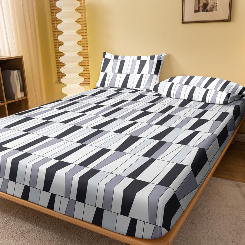 1 Simple Modern Geometry Printed Matte Fitted Sheet, Bedroom Printed Bed Cover, Bedding (Excluding Pillowcases) 71x132cm