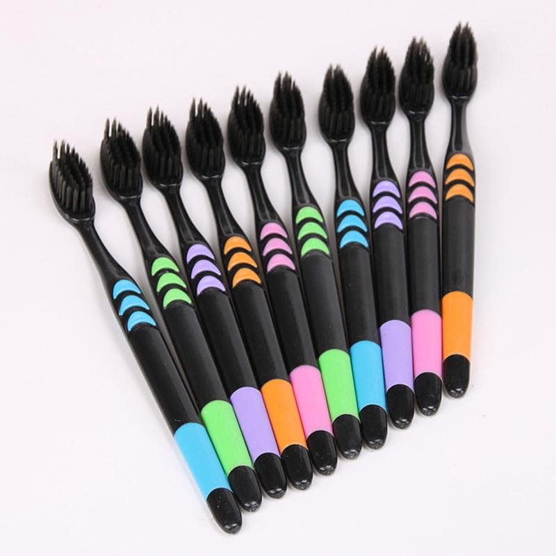10PCS/Pack Soft Bamboo Charcoal Nano Toothbrush Black Tooth Brush Dental Personal Teeth Care