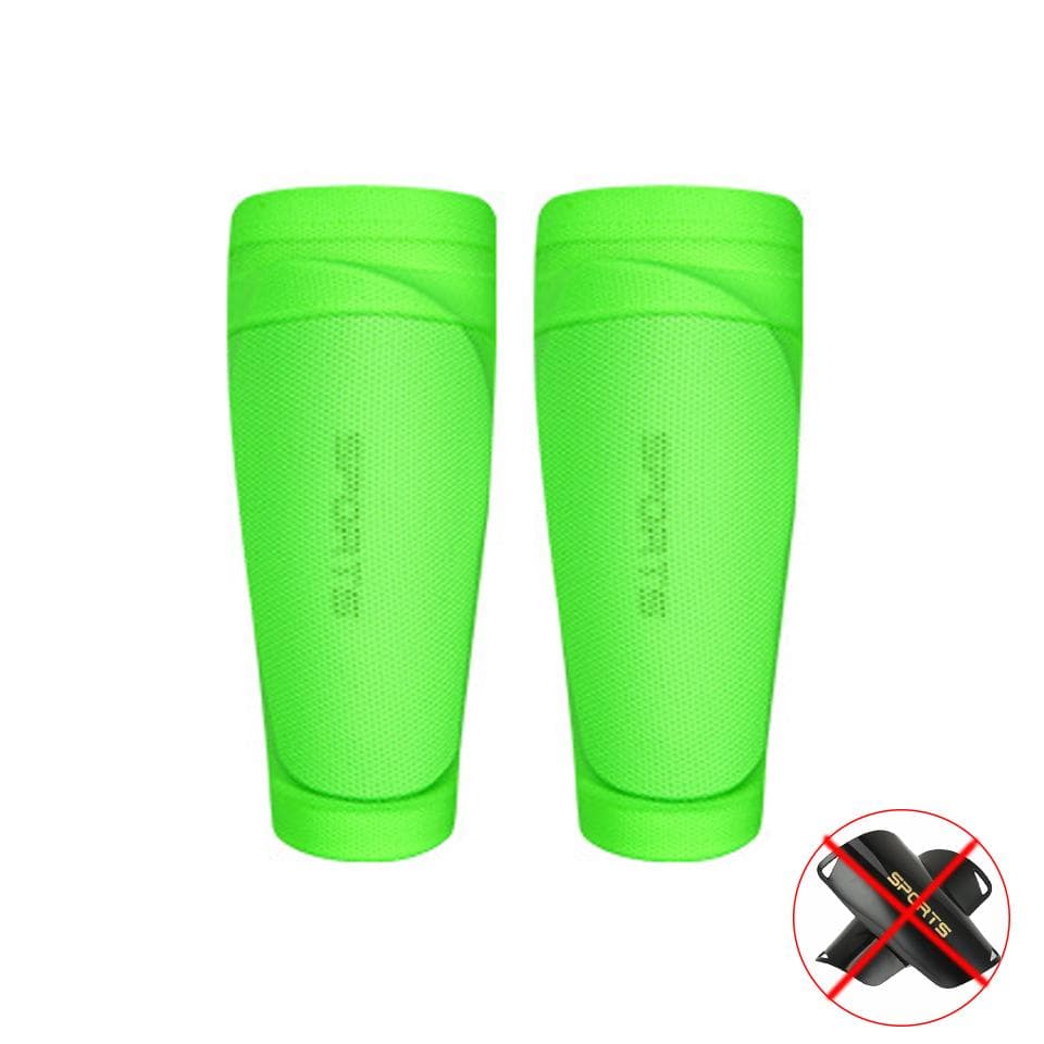 Loogdeel 1Pair Football Leg Guards Socks Breathable Kids Sports Shin Calf Short Socks for Soccer S green
