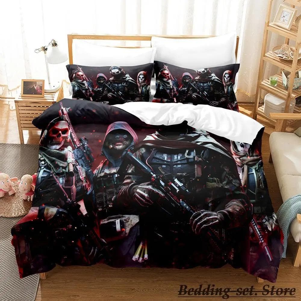 Game Call of Duty Simon Ghost Riley Bedding Set Cartoon Anime Three-piece Set Adult Kid Bedroom Duvetcover Sets 3D Shooting Game 70x133cm 2pcs
