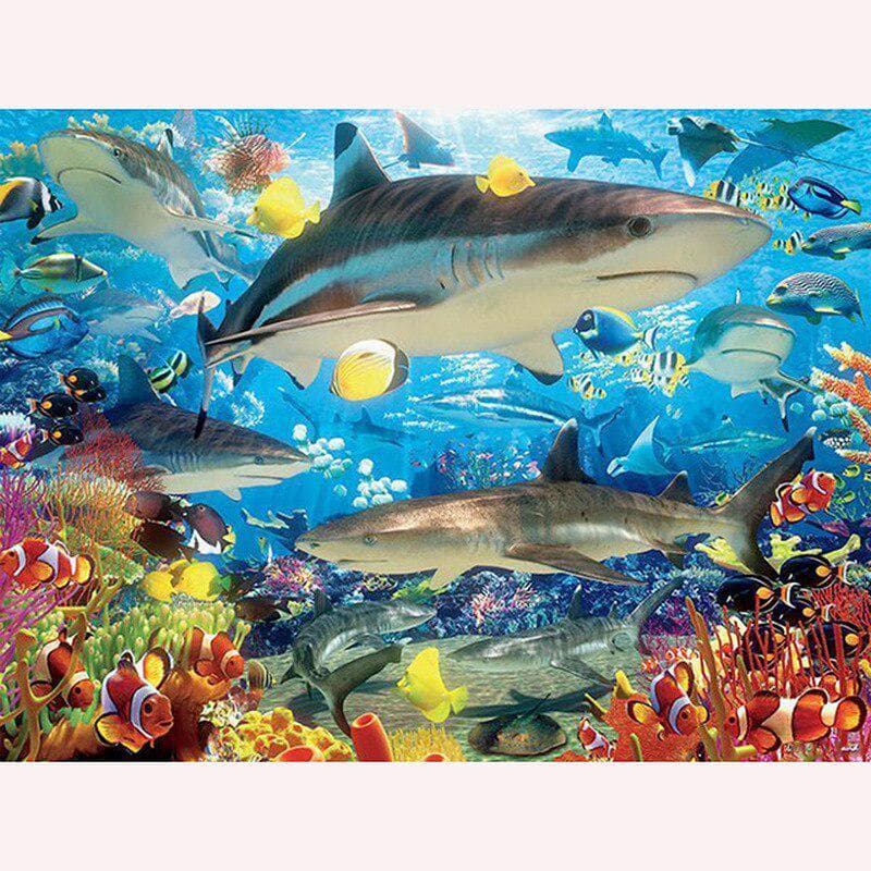 Diamond Painting Sea World Shark Scenery Needlework Kit Home Decor Diamond Mosaic Sale Embroidery 20X30CM