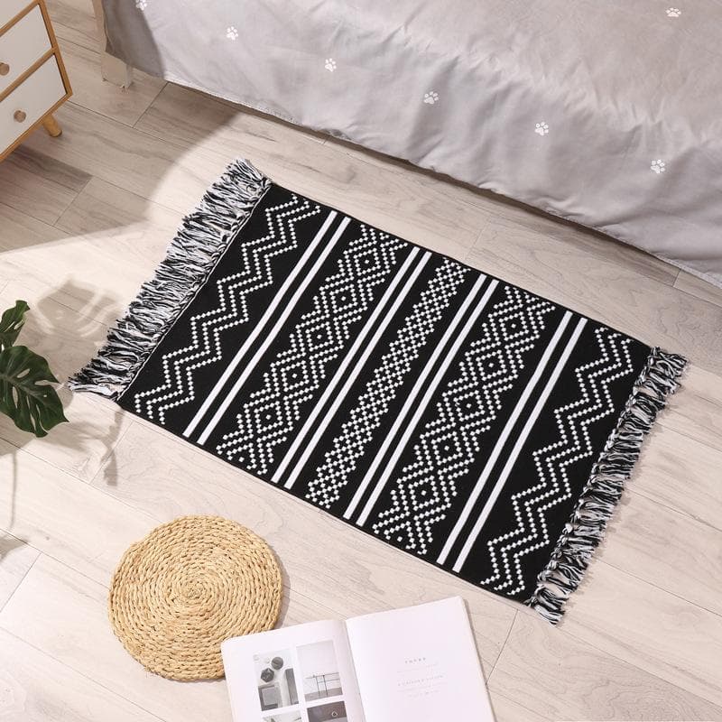 Nordic Tassel Knit Rug Ethnic Carpet Small Rug 60x90cm Bedroom Kitchen Rugs Living Room Washable Mat Boho Retro Home Decoration 60x90cm 23.6x35.4in