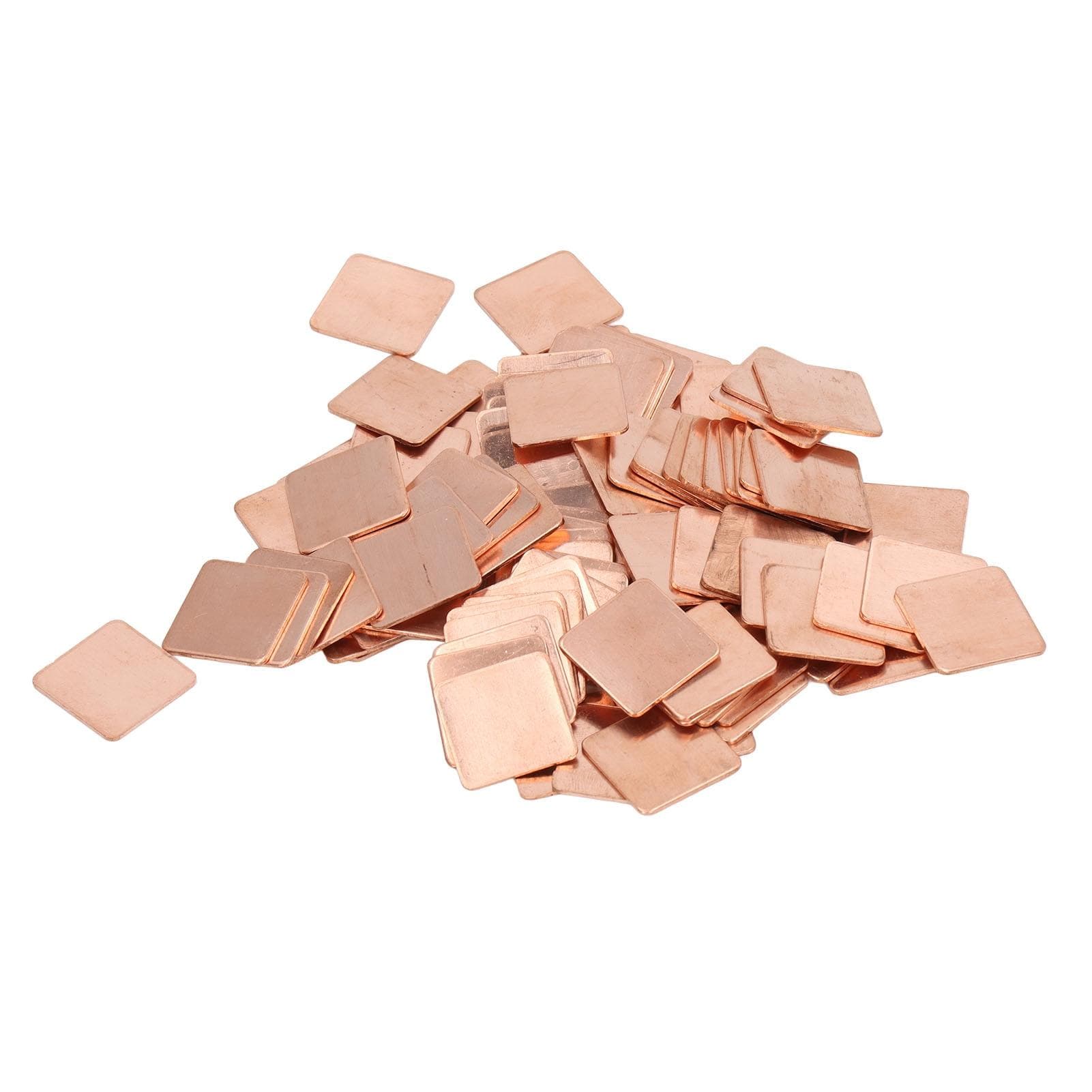 100Pcs Pure Copper Heatsink No Burr Red Copper Plate Cooler Heat Sink Thermal Pad Shim for Phone PC 20x20x1mm/0.79x0.79x0.04in