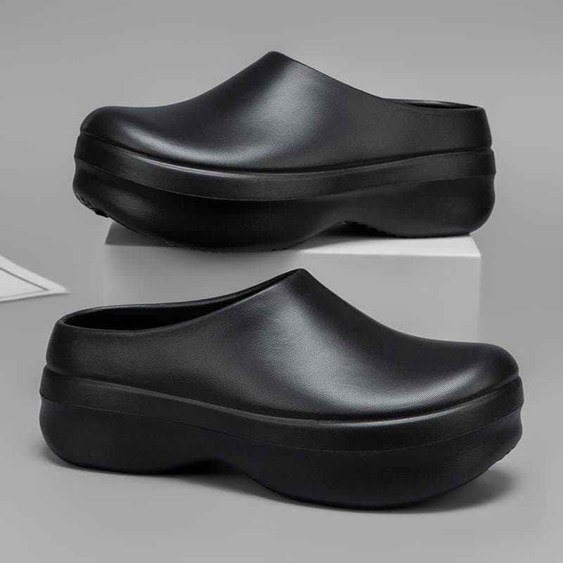 Summer Men Sandals Oilproof Waterproof Chef Shoes Doctor Nurse Shoes Lightweight Garden Sandals Casual Slippers Beach Aqua Shoes 44-45 black