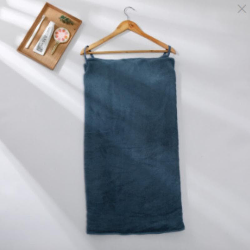 Women'S Coral Wool Bath Towel,Absorbent Bath Skirt with Sling, Bath Towel Beach Spa Bathrobes, Bath Skirts navy blue