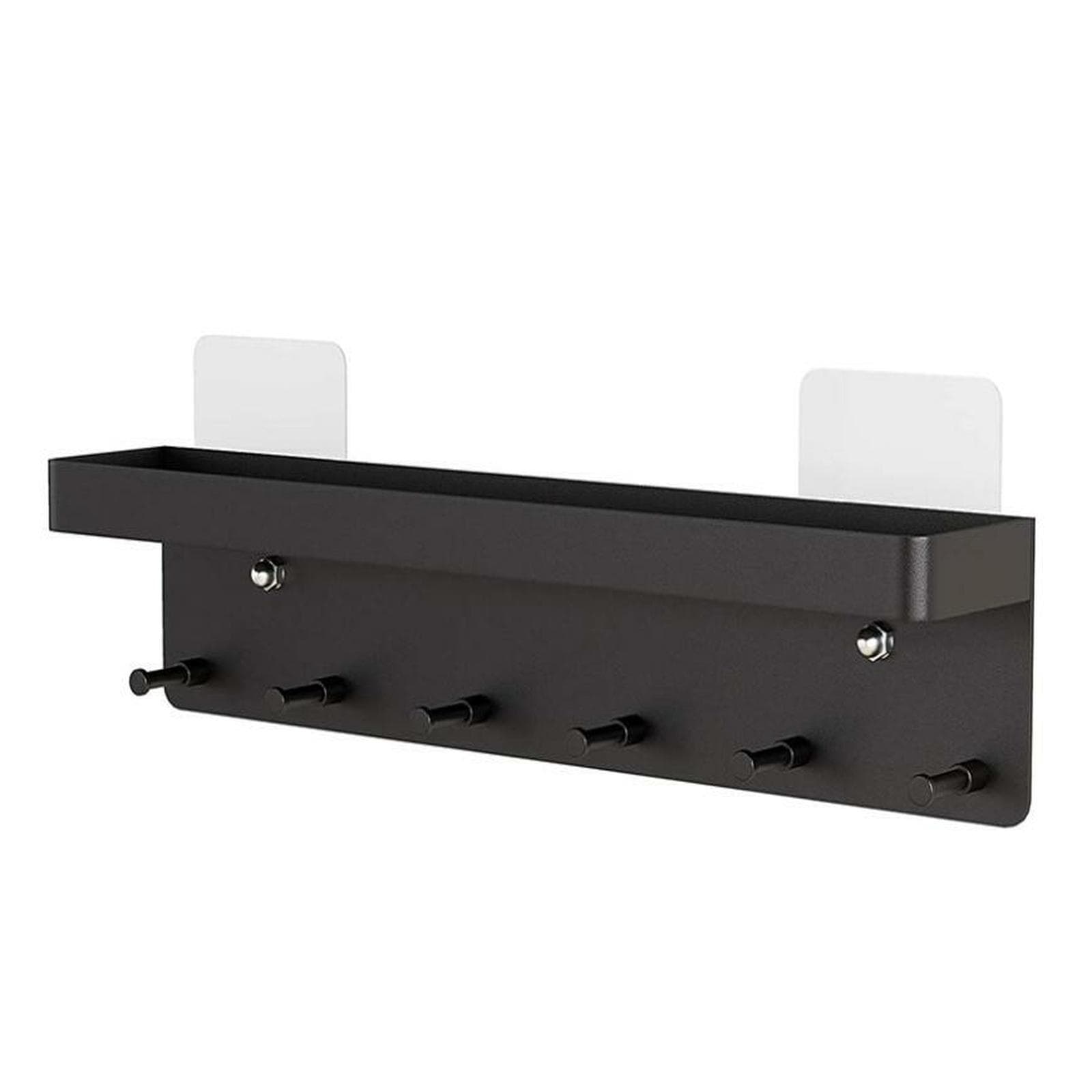 Simple Metal Kitchen Shelf Multifunctional Wall-mounted Storage Rack Key Pendant Coat Hat Umbrella Stand Home Storage Pendant 24.5*4.5*6cm black