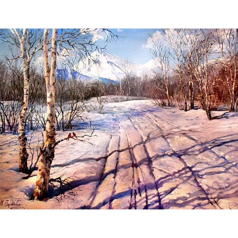 5D Diy Diamond Painting Winter Forest Round Drill Full Diamond Embroidery Needlework Home Decoration 20X30CM