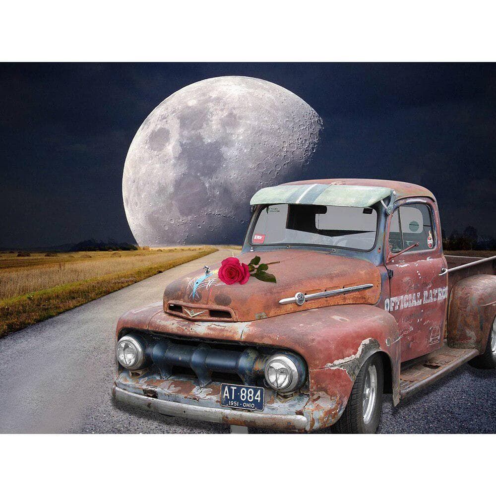 Diamond Mosaic Landscape Car Moon Pictures of Rhinestones Full Round Diamond Painting Cross Stitch 20X30CM