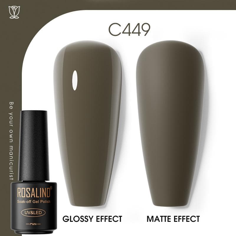 ROSALIND Nail Gel Polish Semi Permanent Varnish Hybrid UV Gel Polish Soak Off Nail Art Gel Top Base Coat Matt Top For Manicure Nail Art RA-C449