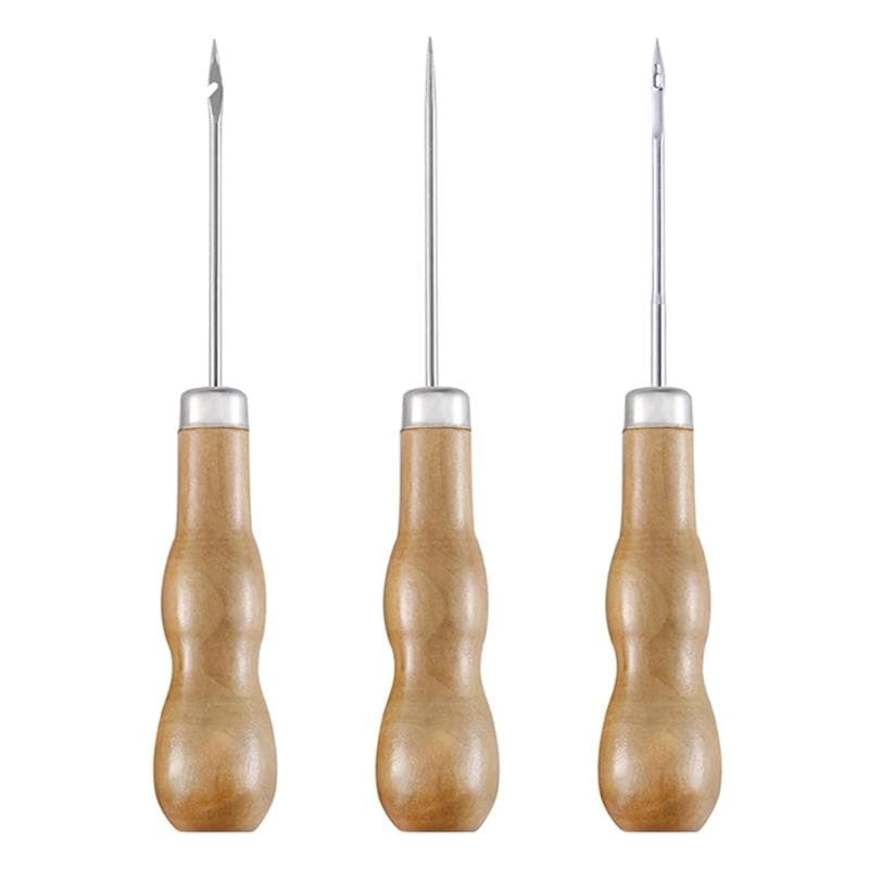 3pcs Wooden Leather Sewing Awl Tool For Handmade Stitch Leather Shoe Repair Sewing Needle DIY Craft Stitching Punching Accessorie 3PCS