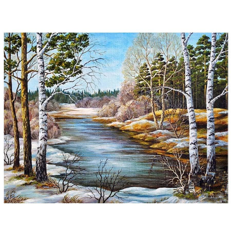 Full Diamond Embroidery 5D Round Cross Stitch Picutre Of Rhinestones Spring Is Coming Home Decor 20X30CM