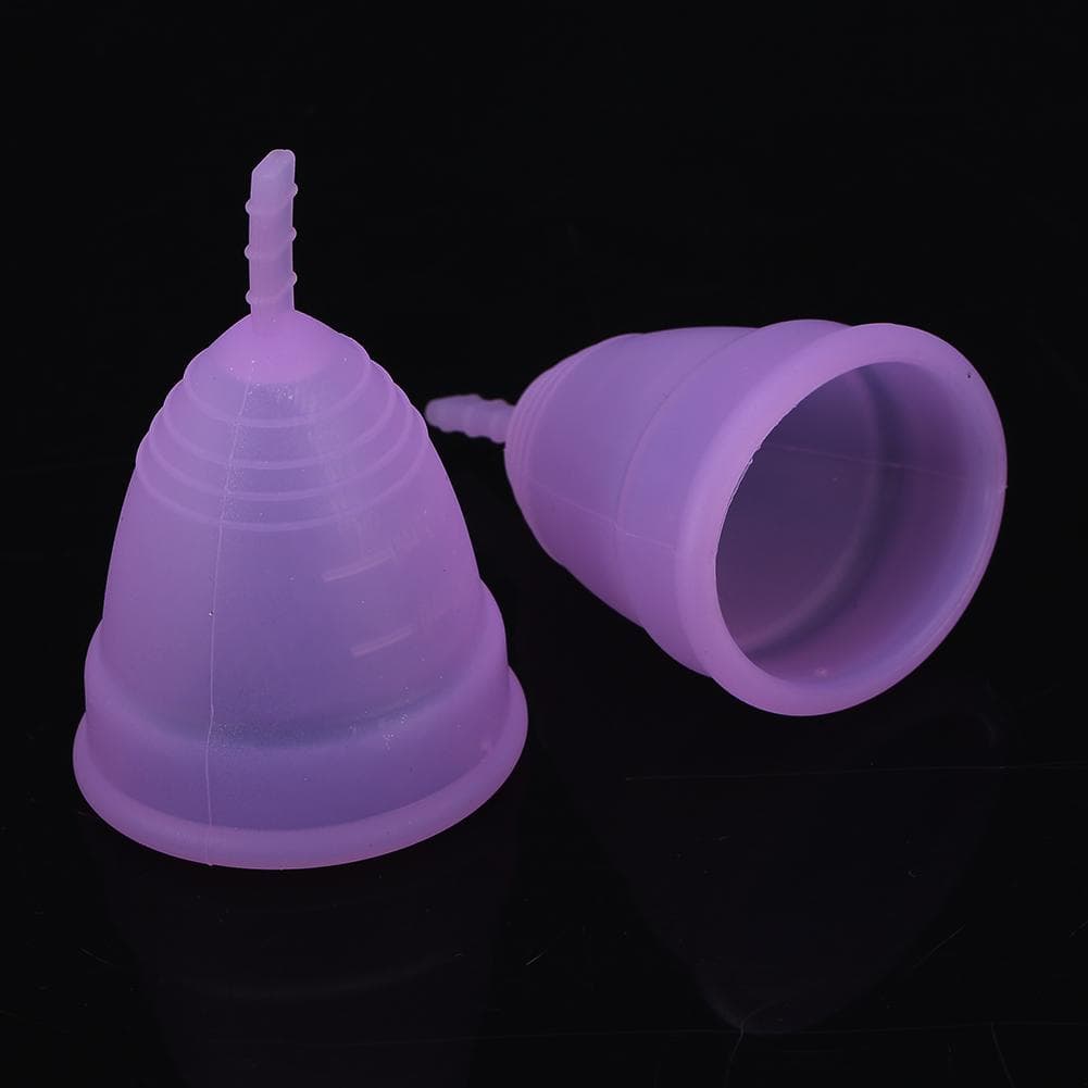 2PCSSet Reusable Silicone Lady Women Menstrual Cup Feminine Hygiene Care Product(Purple)
