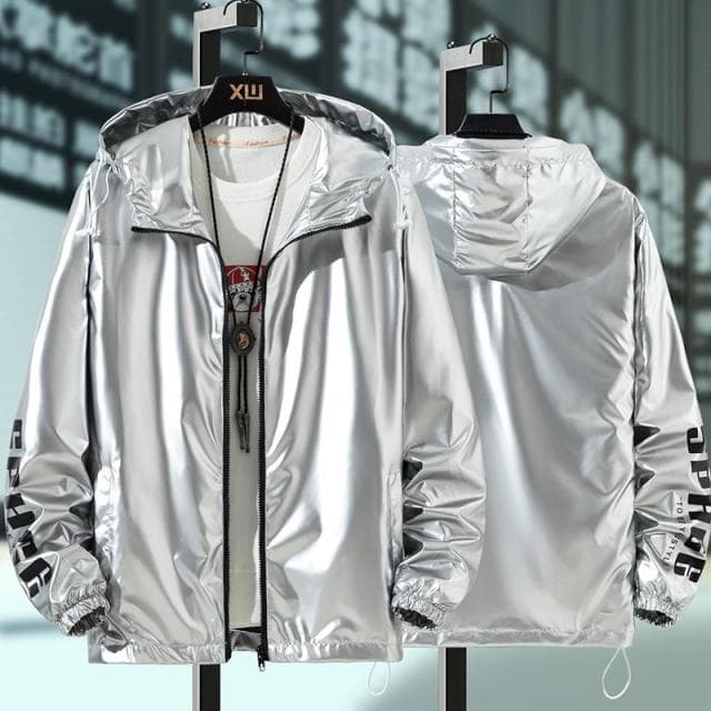 Women Clothes Hooded Zipper Bomber Jackets Outerwear Harajuku Windbreaker Coat 3XL silver