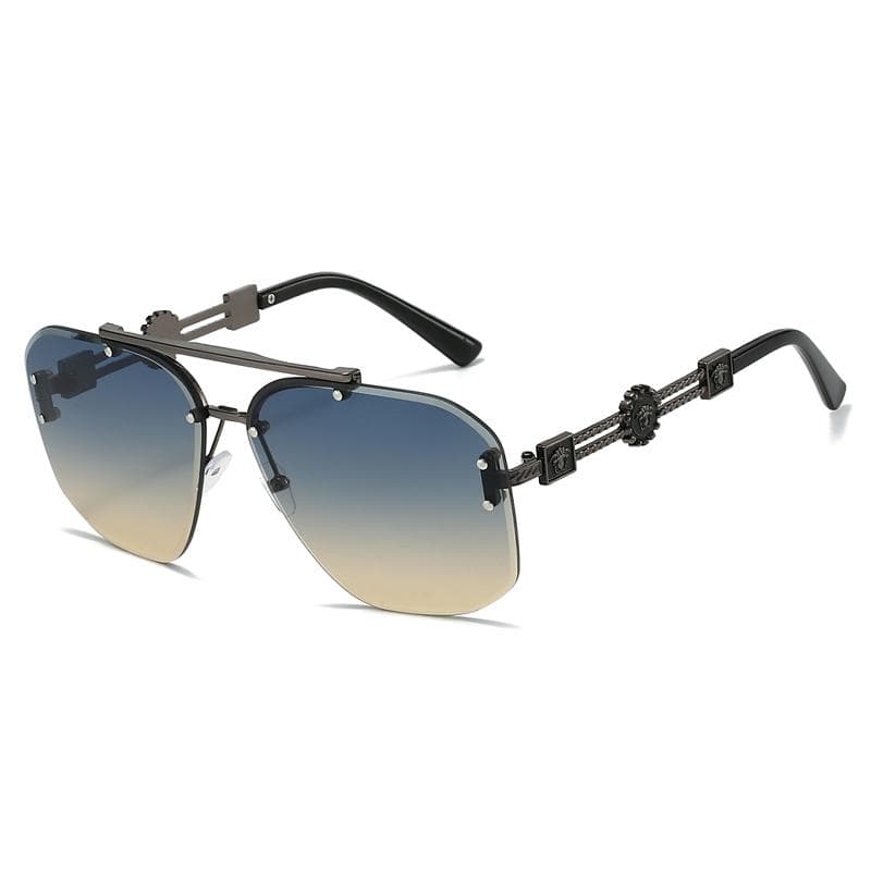 Retro Pilot Sunglasses Men Women Vintage Double Beam UV400 Gradient Lenses Outdoor Driving Sun Glasses