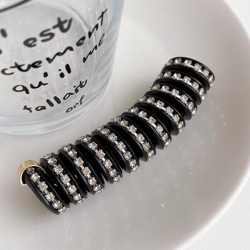 Telephone Line Hair Rope Women Crystal Ponytail High Elastic Hairbands Girls Resin Hair Ties Scrunchies Hair Accessories black