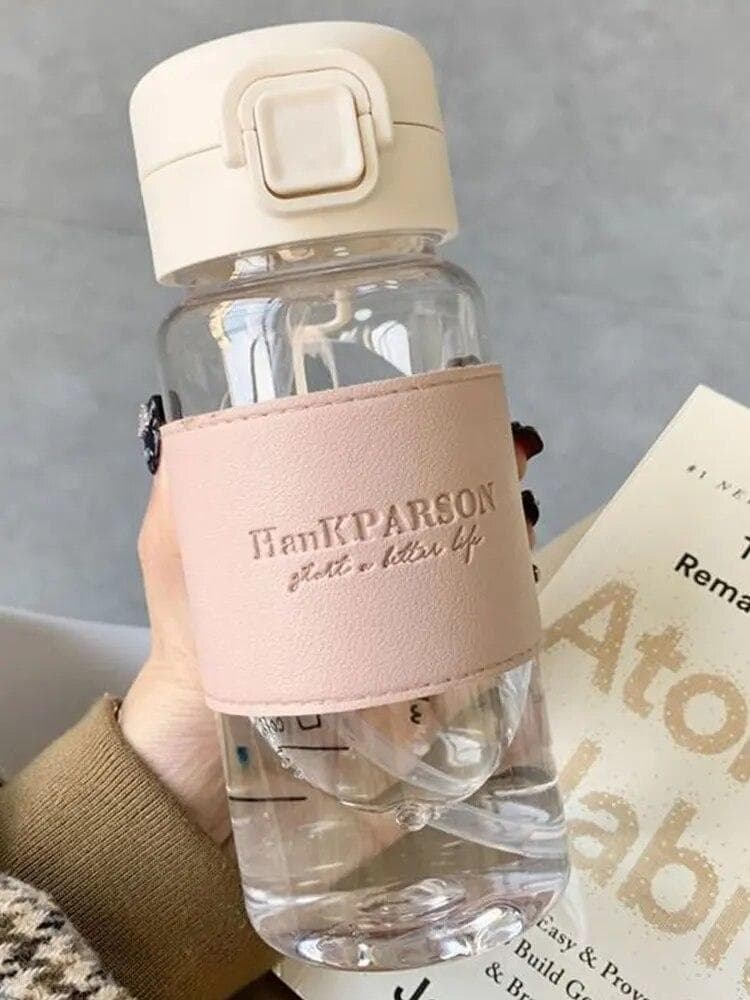 500ml Water Bottle with Straw Pop-Up Cover Sippy Portable Cute Plastic Drinking Bottle Leak-Proof Drinkware for Drinking 500ml pink