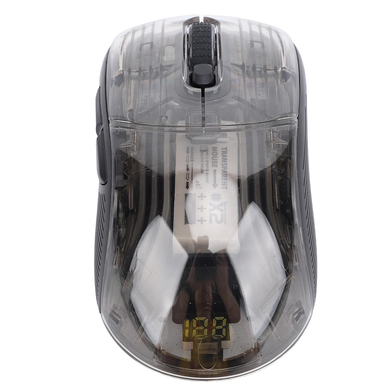 Transparent Shell Mouse Tri Modes Transparent Mouse with RBG Wireless Charging Base Black black