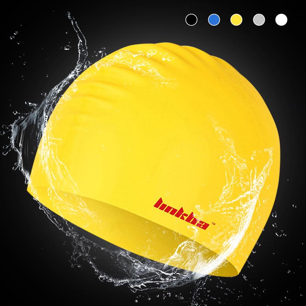 Silicone Long Hair Swimming Cap for Women Men Adult Kids Swim Cap Hat yellow