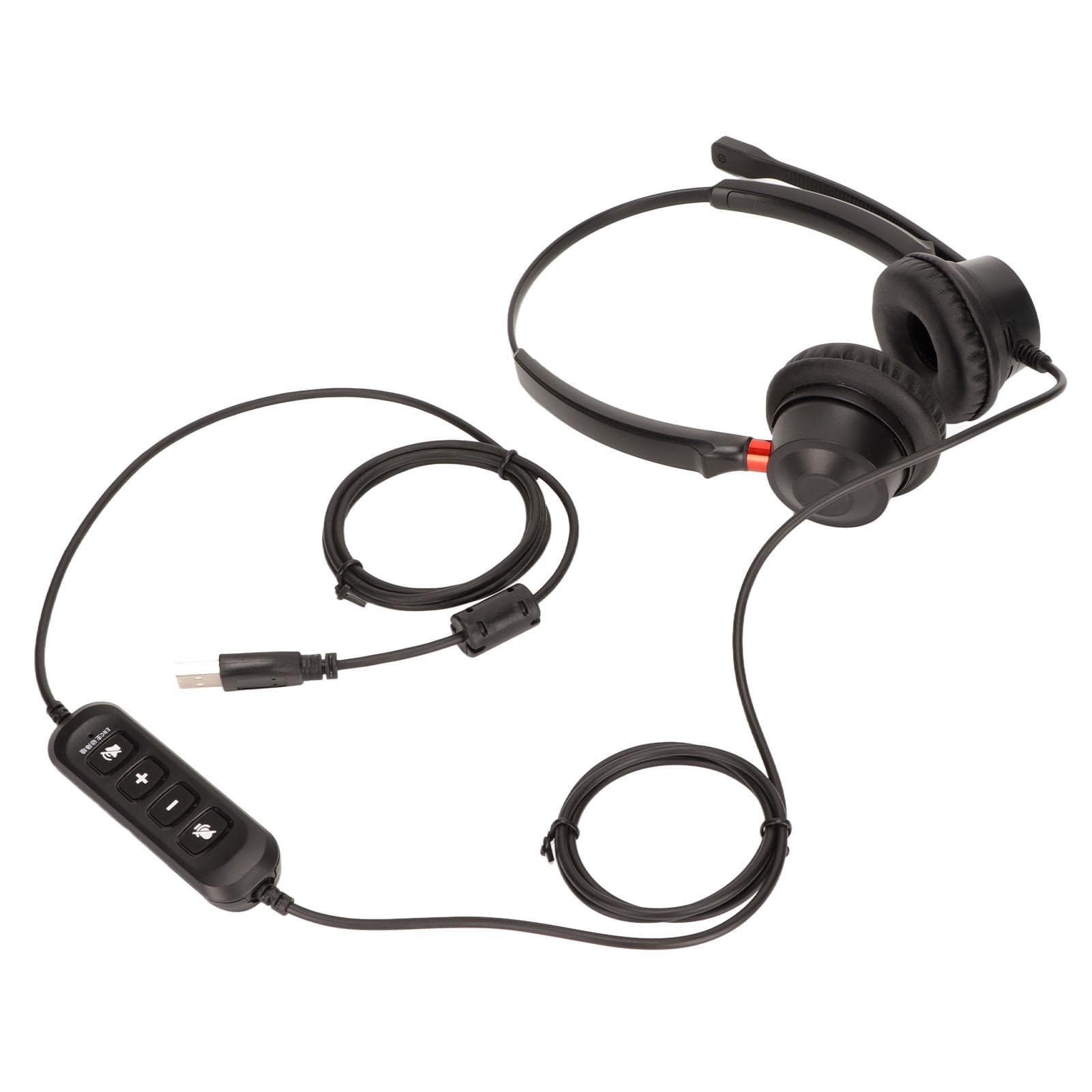 Telephone Headset Volume Adjustment Microphone Mute USB Binaural Customer Service Headset for