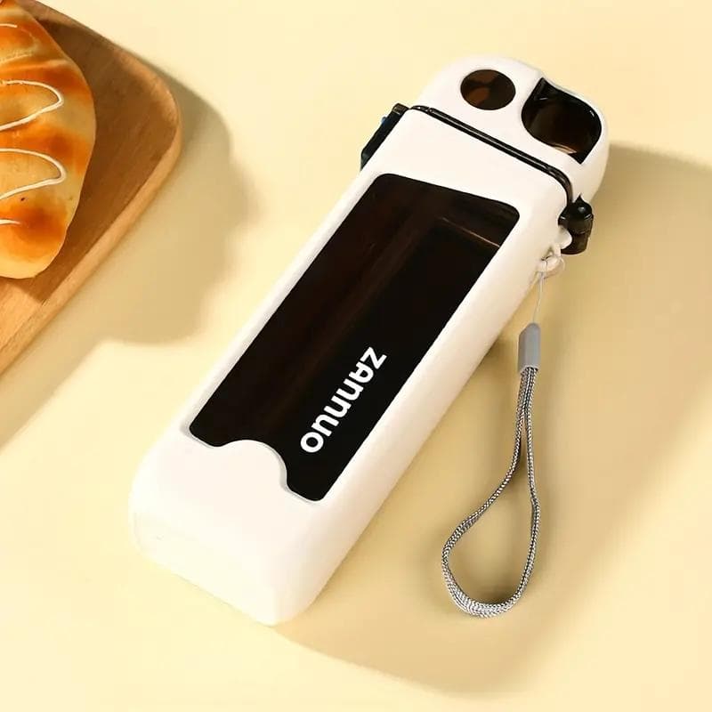 350ml Plastic Water Bottle Leak-proof Square Cup Sports Bottle with Lockable Lid and Measurements for Outdoor Sports Travel Cup 350ML white