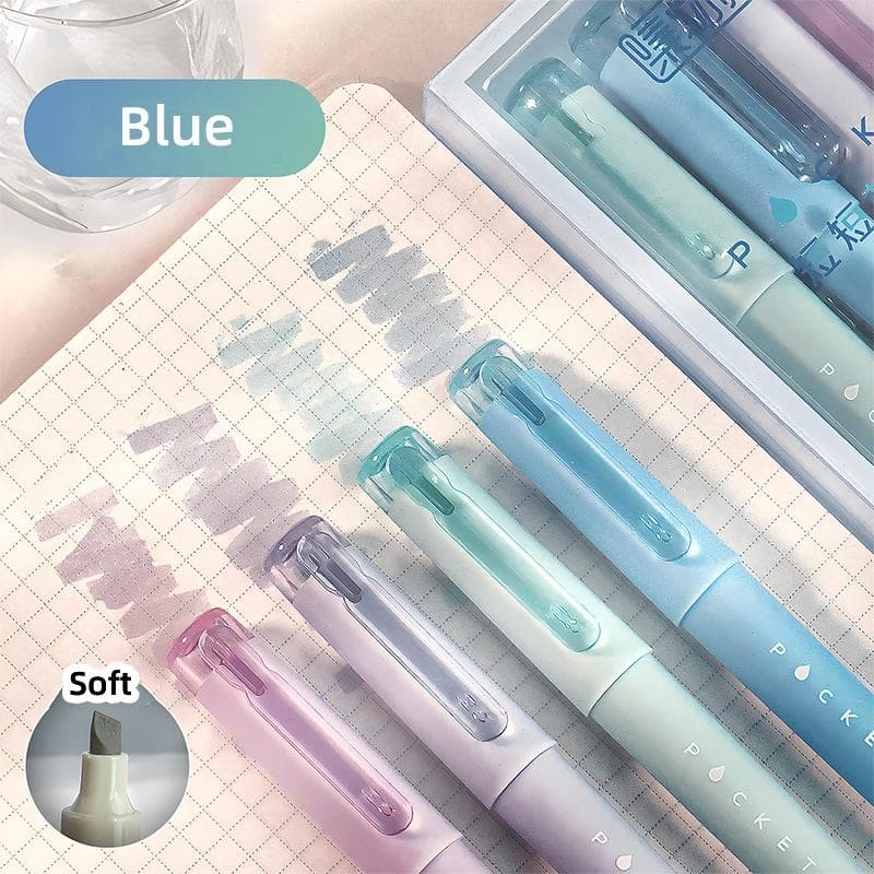 4pcs Pocket Highlighter Pens Set Mini Portable Sized Mild Color Marker Liner for Drawing Painting