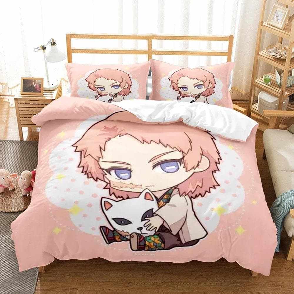Demon Slayer Bedding Set 3D Japanese Anime Kids Gift Duvet Cover Comforter Bed Linen Home Textiles Queen King Single Size AU King 240x210cm