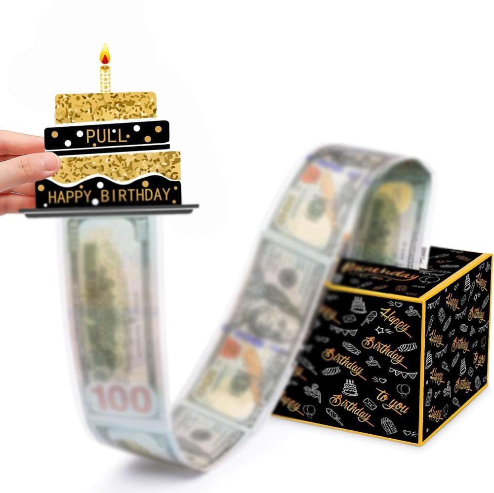 Black/Red Money Box for Cash Pull Birthday Surprise Gift Box for Money Cash Ideas DIY Set for Women black
