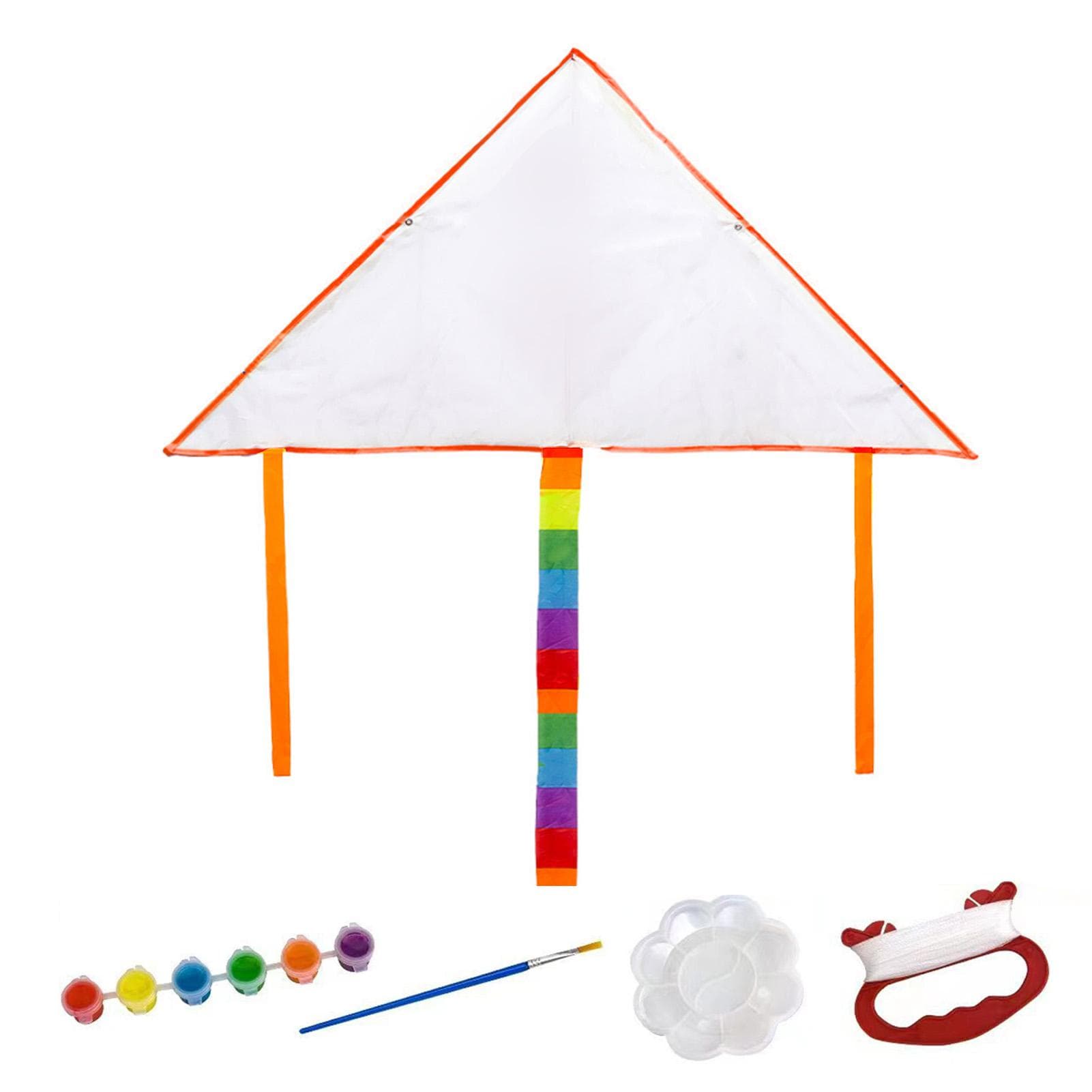 Blank Triangle Kite DIY Children Doodle Coloring Kite Outdoor Flying Kite Making Kit for