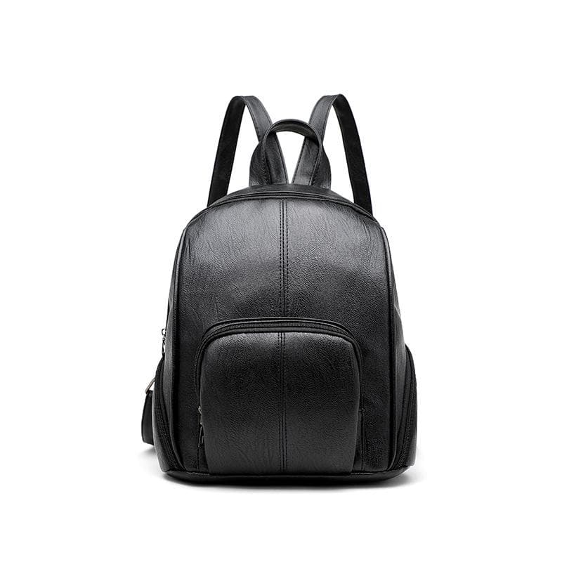 Versatile and Fashionable Soft Leather Ladies' Backpacks, Stylish Student Schoolbags and Girls' Small Bags black