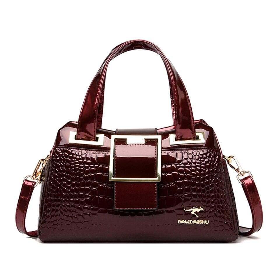 2 layer Large Capacity Tote Bag Luxury Handbags Women Bags Designer Crocodile Pattern Ladies Boston Shoulder Bag High Quality red