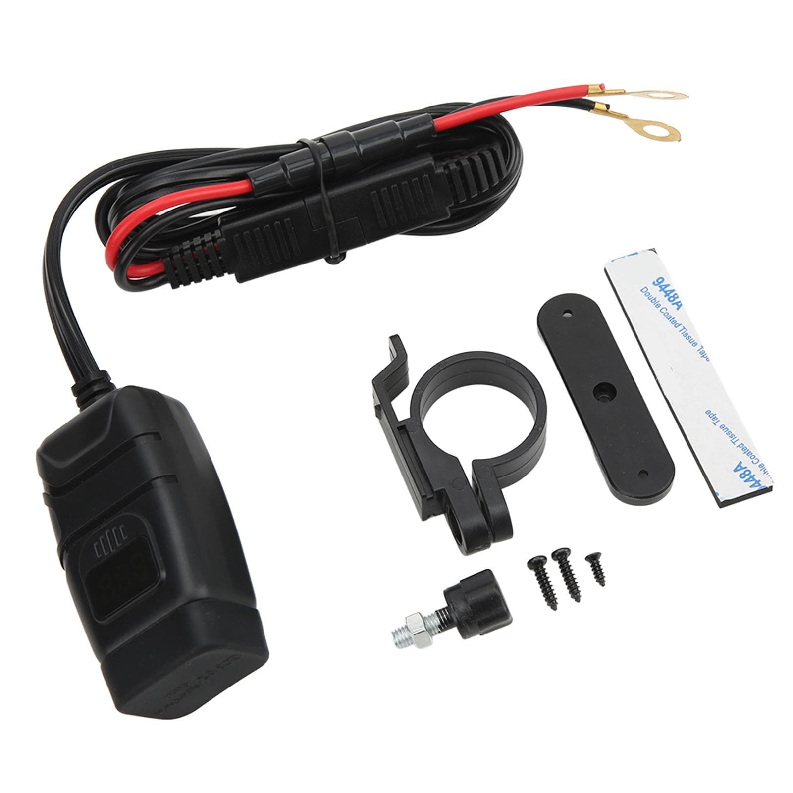 Motorcycle Dual USB Charger SAE to USB Adapter with Switch Waterproof Cover Built in Voltmeter for