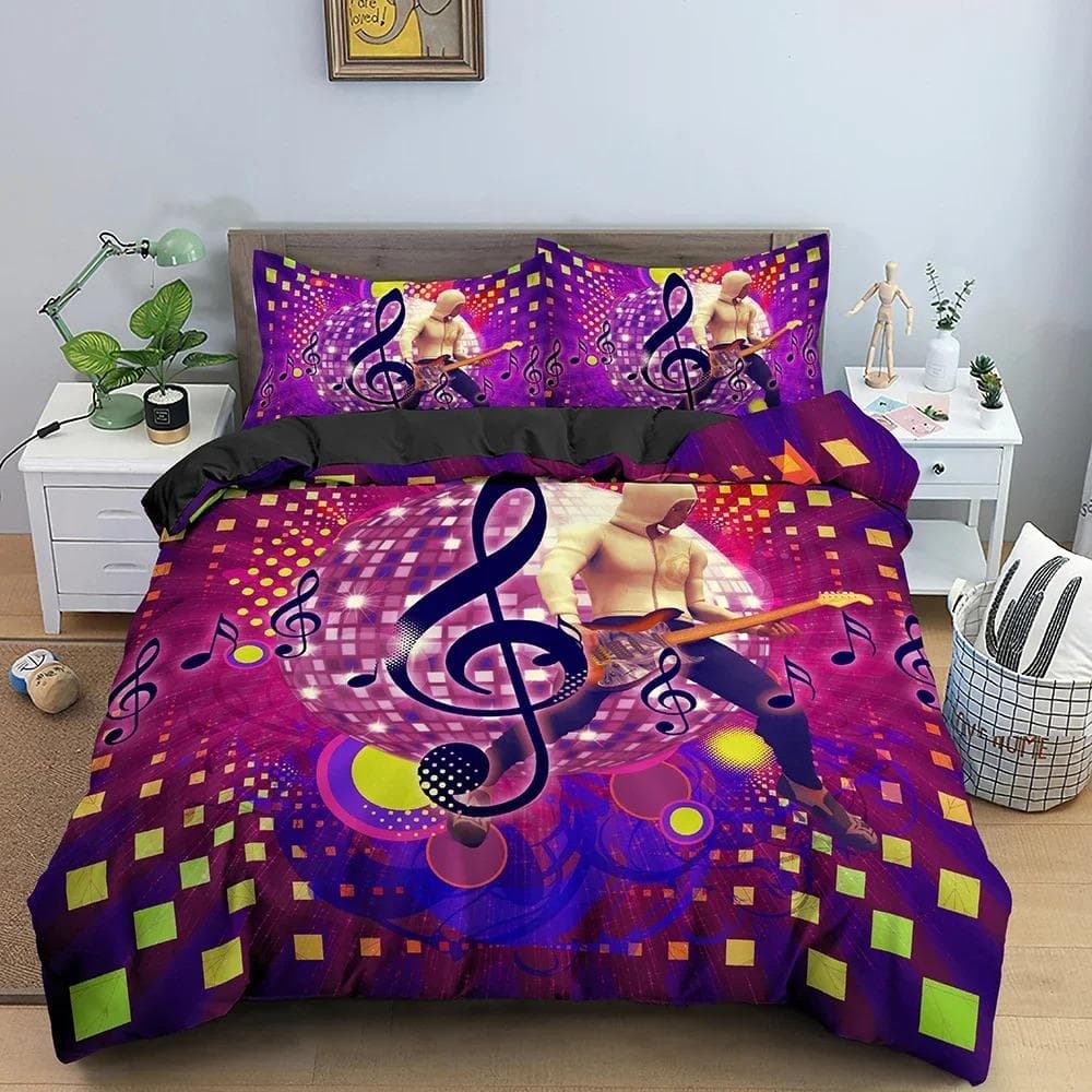 Music Pattern Bedding Set Music Notation And Instrument Duvet Cover Set Comforter Cover With Pillowcase Home Textiles 70x133cm 2pcs