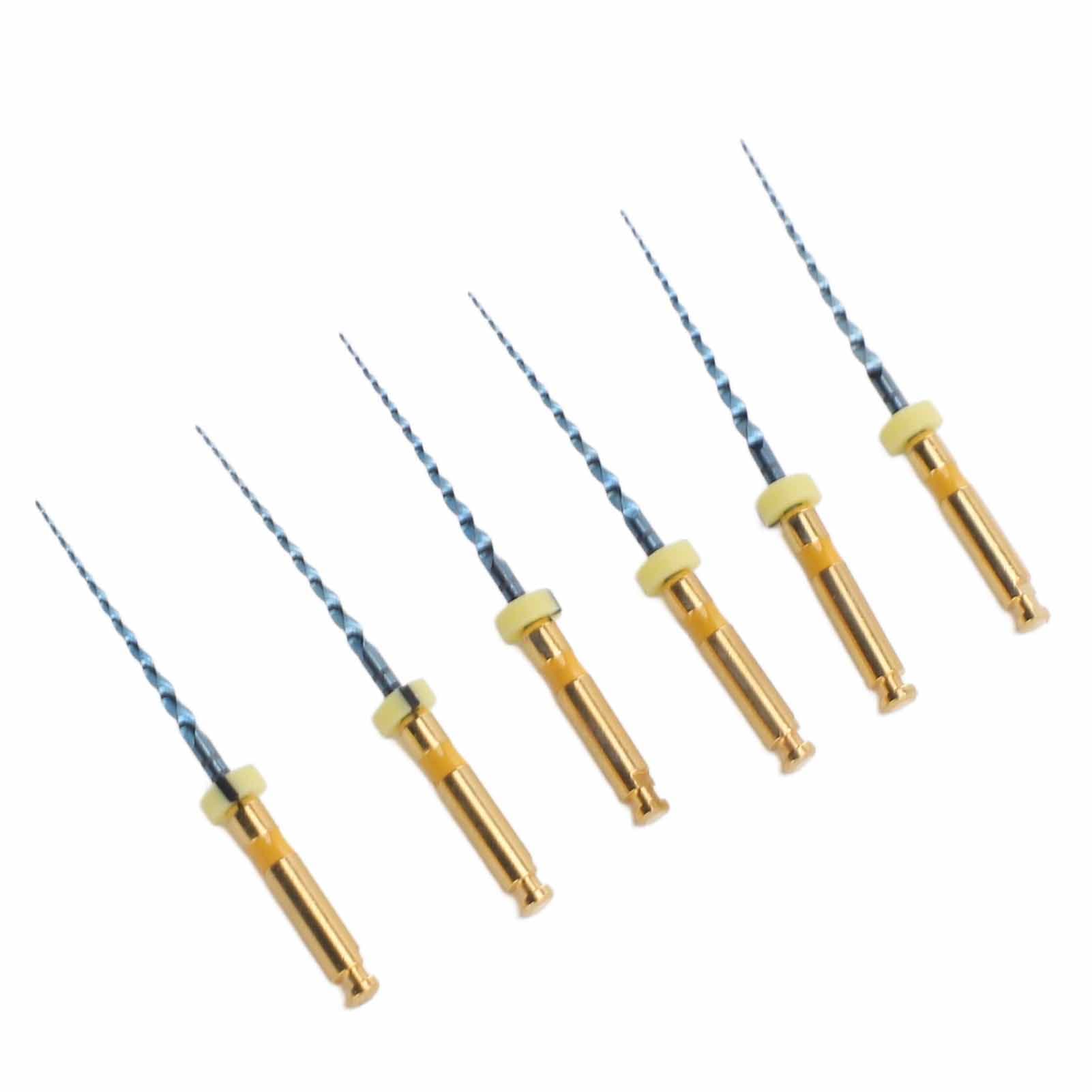 6pcs F1 Endodontic Canal Files Stretchy Metal Portable Rustproof Endodontic File Set Golden 0.98in 21mm / 0.83in