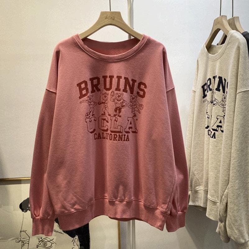 Thin Long-sleeved Sweater Women's Autumn New Women's Clothing Student Loose Round Neck Pullover Versatile Letter Jacket 2XL brick red