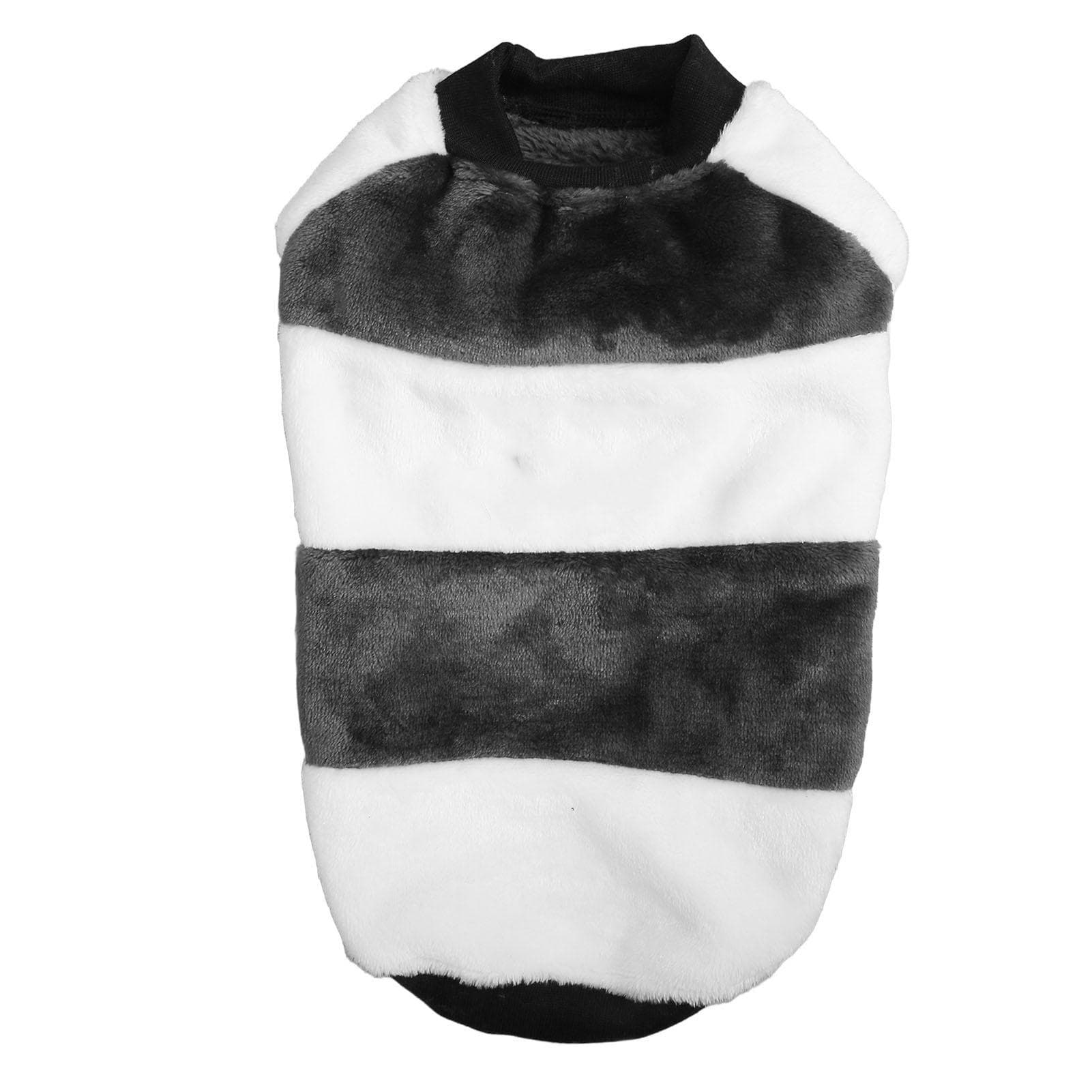 Dog Warm Coats Polyester Cotton Fleece Padded Grey White Patchwork Round Neck Dog Winter Clothes M(for 4-6.5kg)