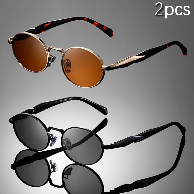 1 Pair Vintage Oval Frame Metal Glasses for Men Women Unisex Kayaking Leisure Fashion