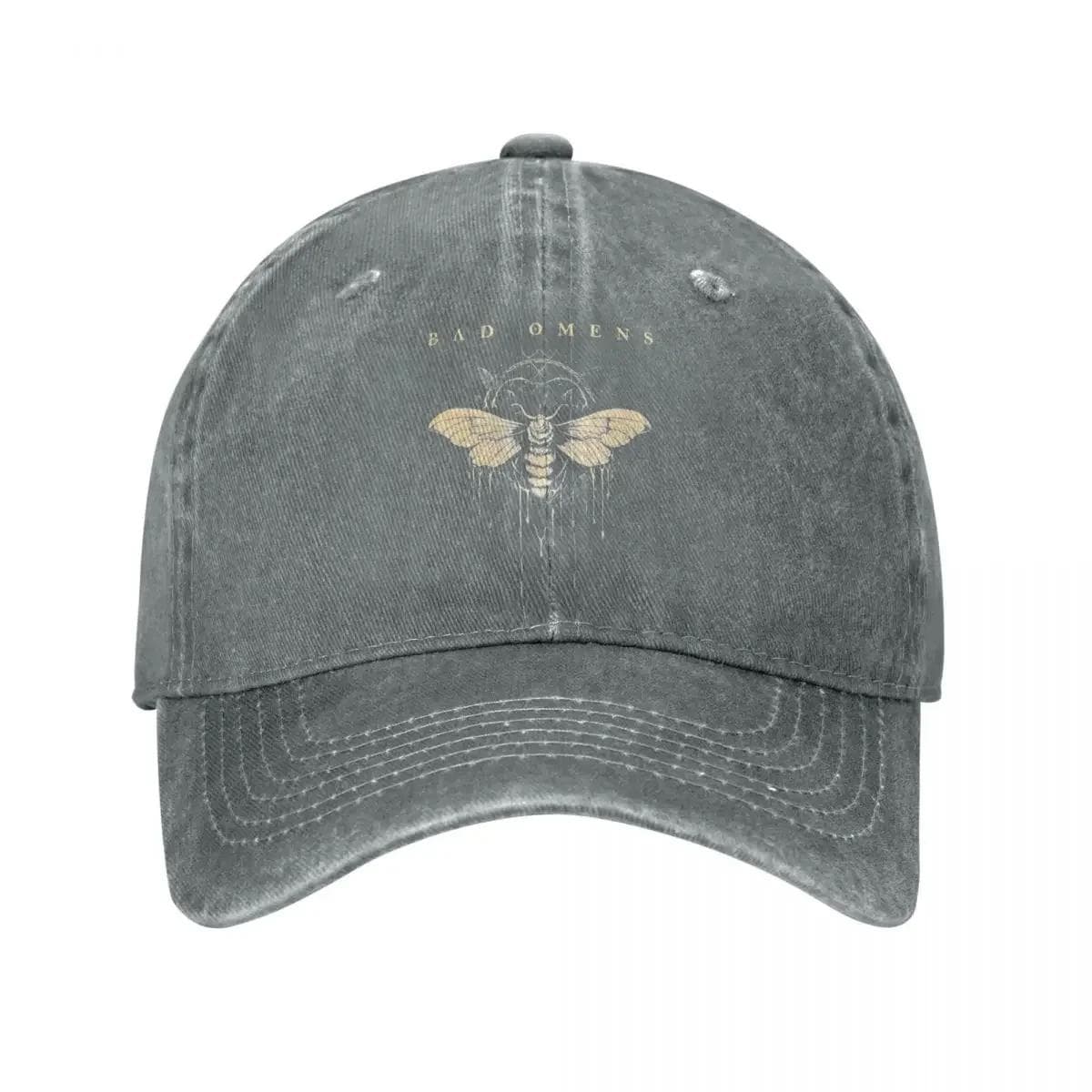 Bad Omens Moth Men Women Baseball Cap Metal Rock Distressed Denim Caps Hat Vintage Outdoor Summer Gift Snapback Hat Adjustable gray