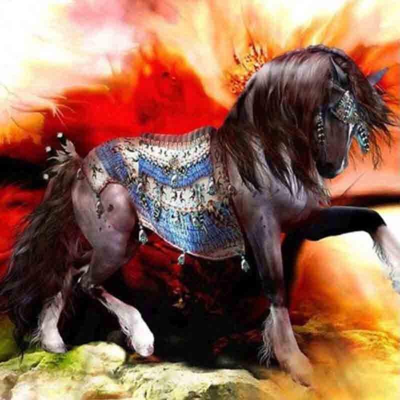 Full Round Drill 5D DIY Diamond Painting Cross Stitch Horse in the clouds Diamond Embroidery 20X30CM