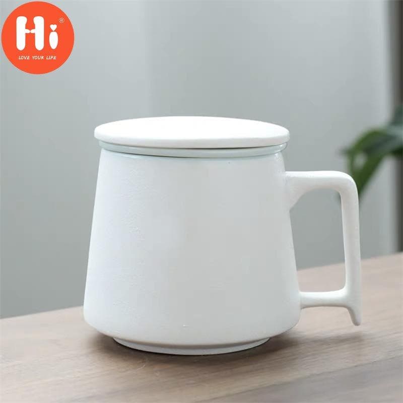 Ceramic Strainer Tea Mug with Lid and Filter Creative Porcelain Teacup Office Water Separation Cup Simple Home Drinkware Gift