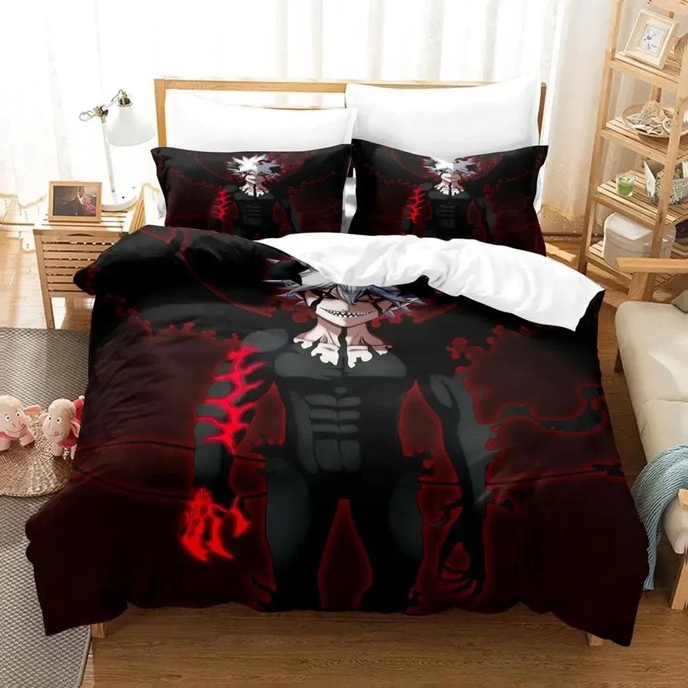 Anime Black Clover Bedding Set Duvet Cover Bed Set Quilt Cover Pillowcase Comforter king Queen Size Boys Adult Bedding Set AU King 240x210cm