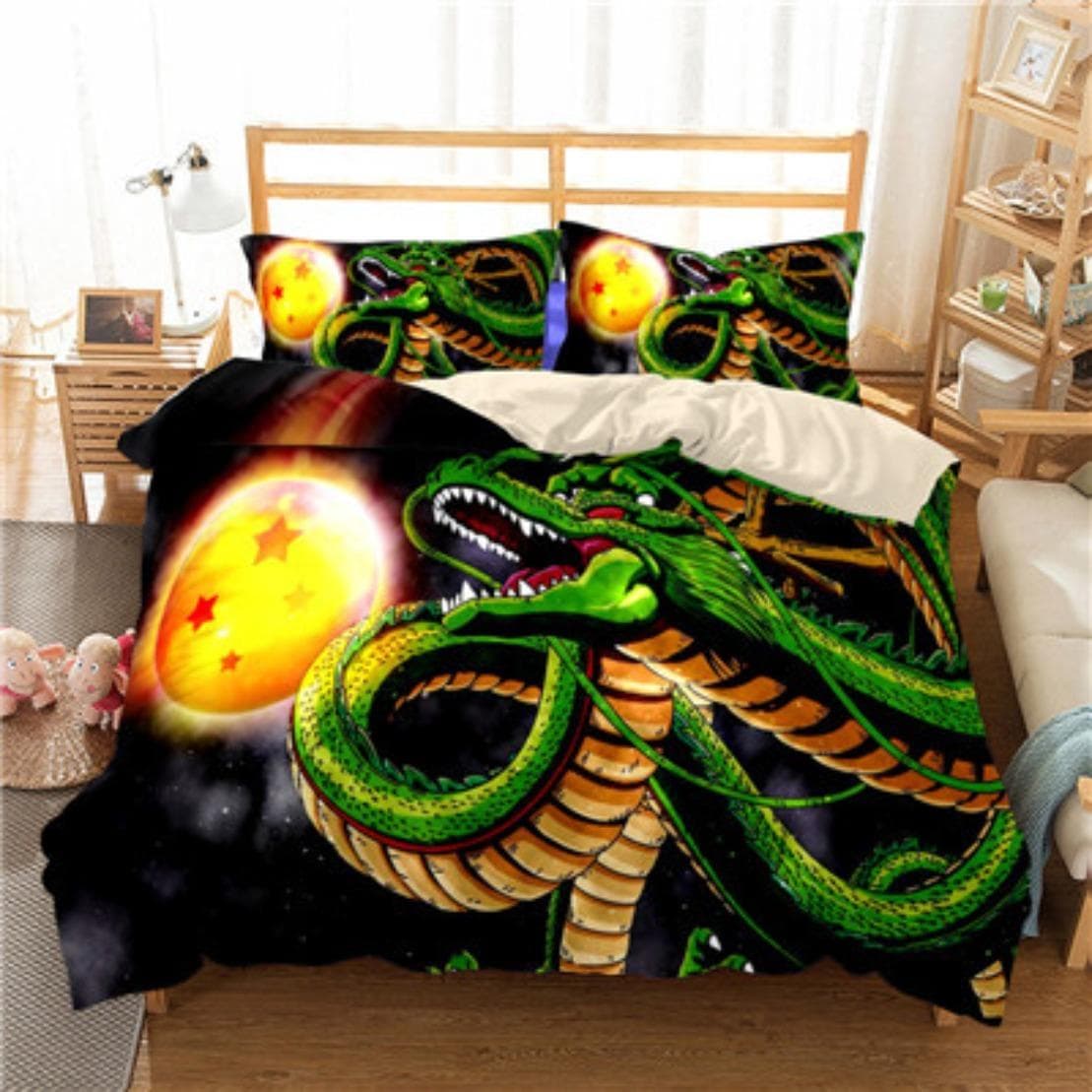 Seven Dragon Ball Goku Bedding Set,Saiyan Son Goku Duvet Cover 3D Print Bed Set Quilt Cover Bedroom Bedclothes 135x200cm 2pcs