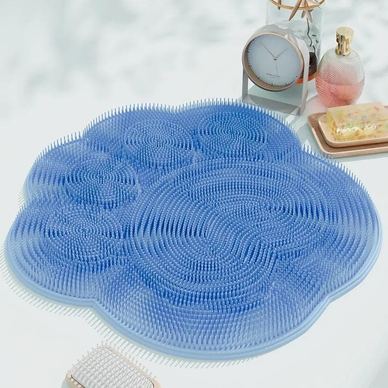 Shower Back Massage Reusable Cleaning Brush Shower Feet Wash Mat Multifunction Sucker Wall Mat Rub Foot Arms Body Bath blue