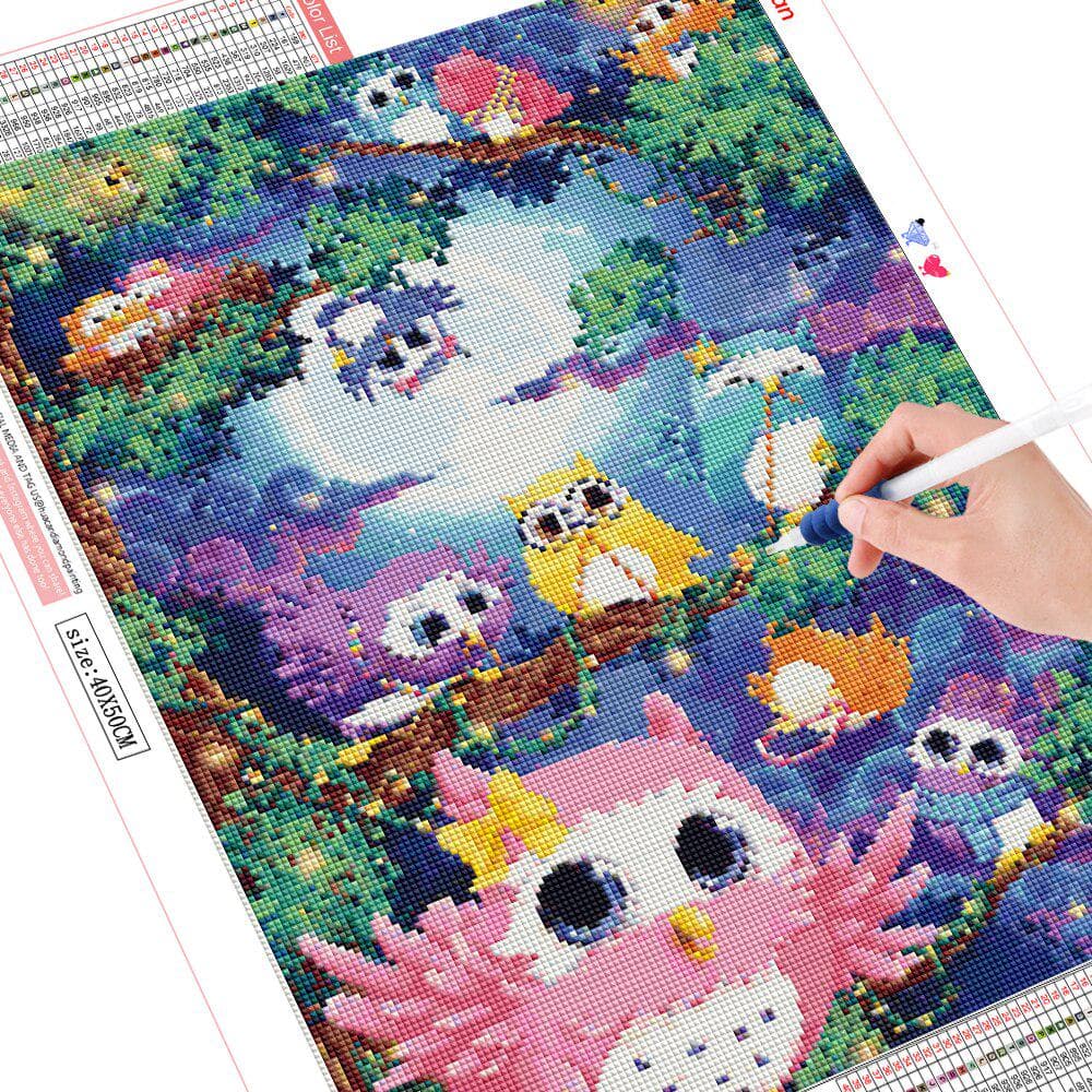 5d Diy Diamond Painting Mosaic Owl Diamond Embroidery Cartoon Picture 20X30CM