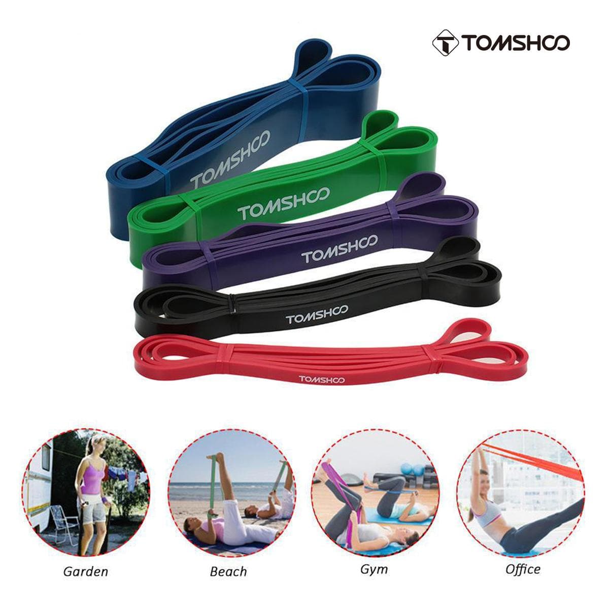 Heavy Duty Resistance Band Loop Power Gym Fitness Exercise Yoga Workout New 15-35lbs red