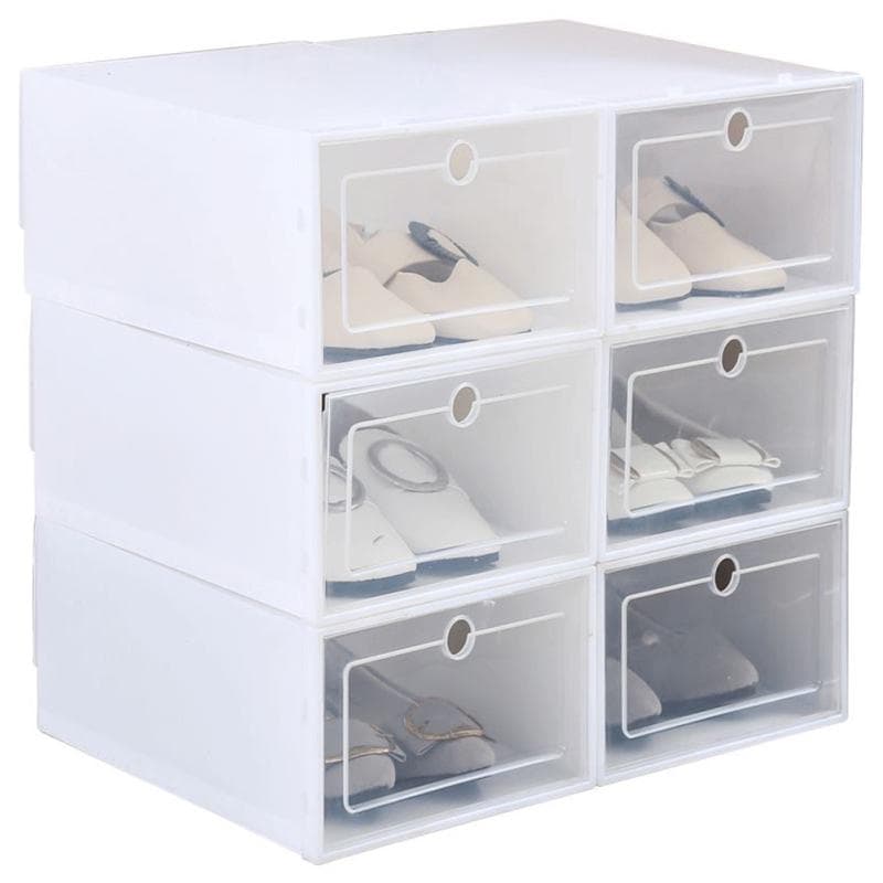 3Pcs Multifunctional Large Size Shoes Storage Box with Cover 33x24x13cm white