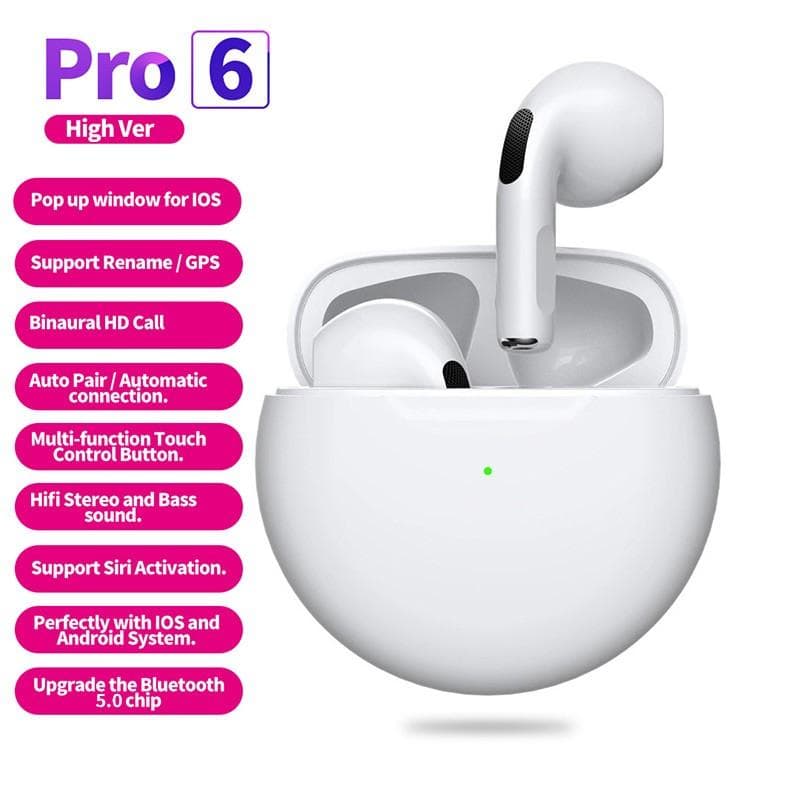 Wireless Bluetooth 5.0 Earphone HIFI Stereo Earbuds Sport Earpiece With Mic Noise Cancelling Headphones Mini Headset white