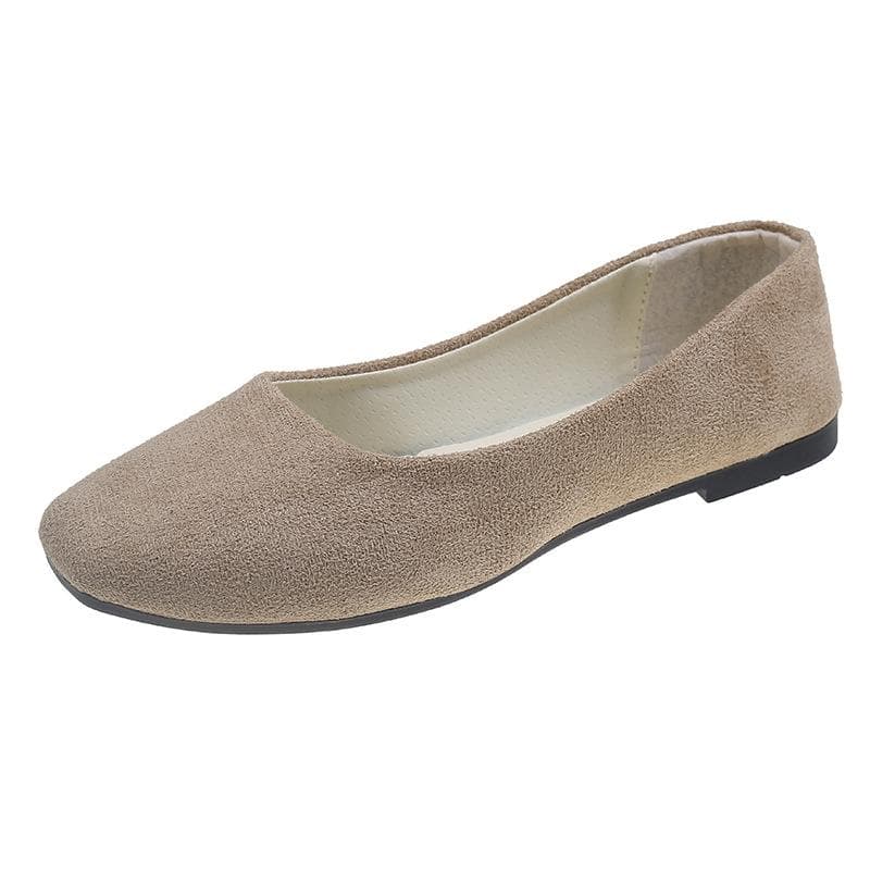 Women Girls Solid Plus Size Slip On Flat Shallow Comfort Casual Single Shoes 19 Colour 38 khaki