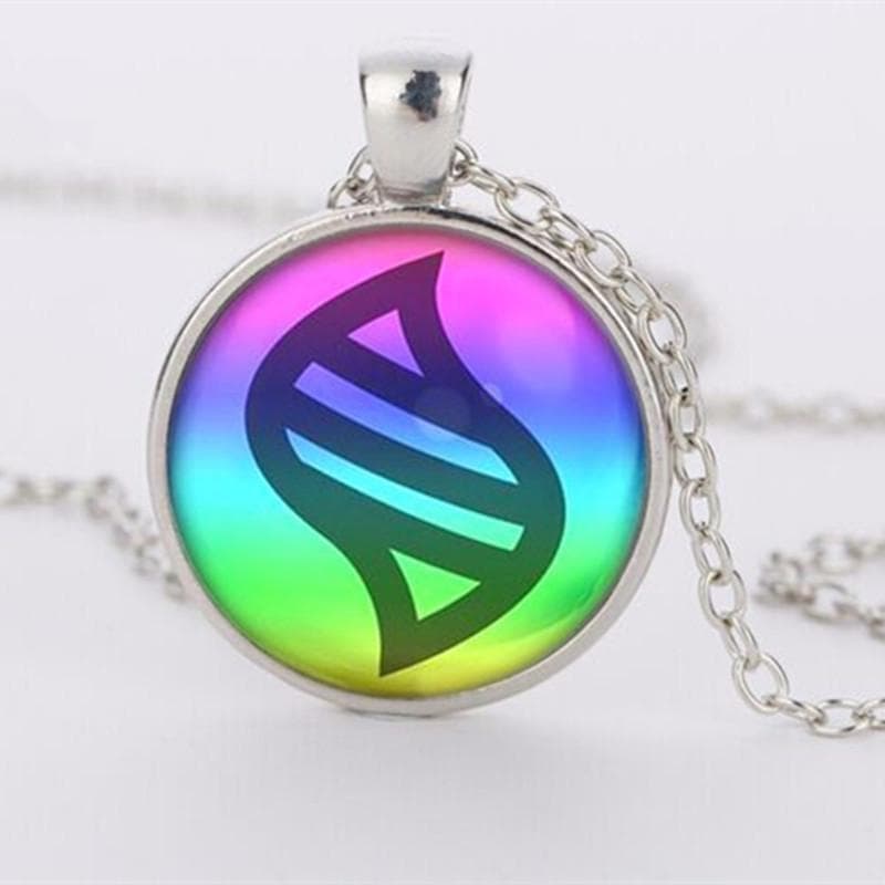 Pokemon Mega Stone Necklace Jewelry Glass Heart Round Pendant Charm Necklace Chain white
